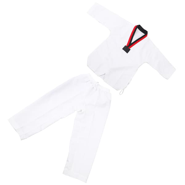 Taekwondo-uniform med belte, stripet modell, polyesterbomull, for nybegynnere, trening L