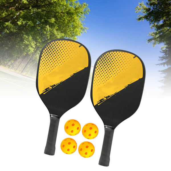 2-Pickleball Paddle Sæt med Bolde og Opbevaringstaske - Gul