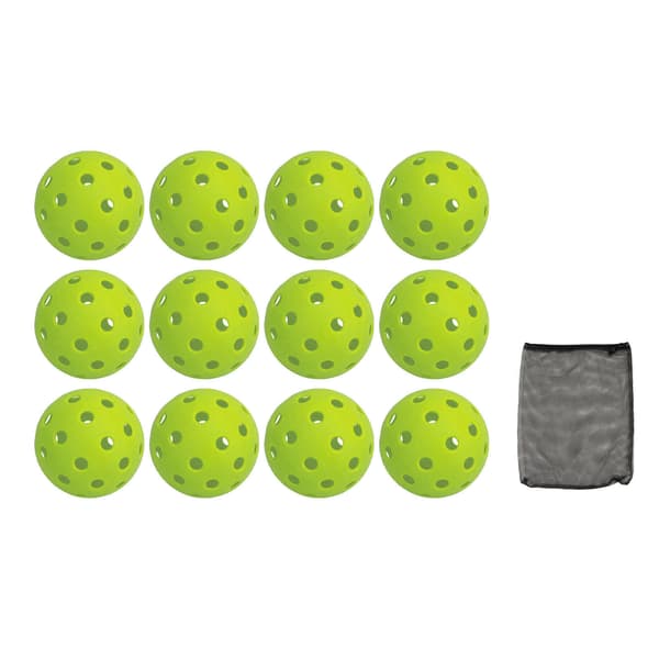 12 st PE Pickleballbollar 74 mm 40 hål Hög elasticitet Utomhus Grön