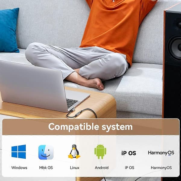 ESSAGER 12cm L-type Type-C hann til 3,5 mm hunn DAC Digital dekoder HiFi lydadapter