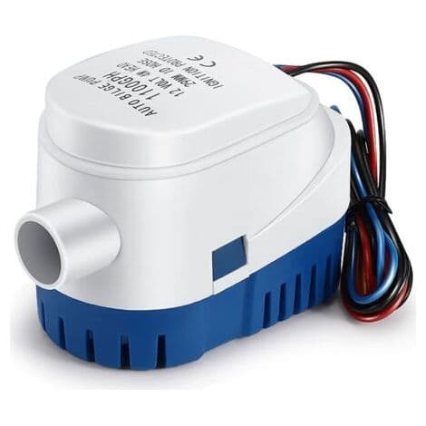 12V 1100gph Automatisk Dränkbar Pump - Högt Flöde för Snabb Dränering - Helt Dränkbar - Tyst och Kompakt