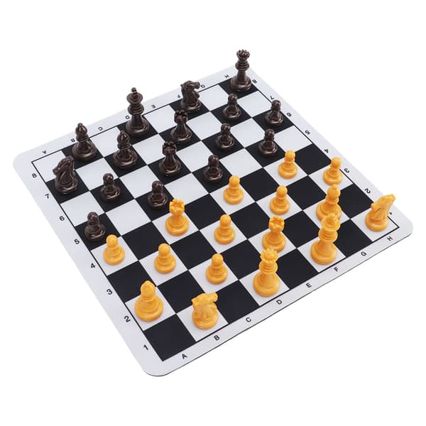 Skakbrikker med bræt 24x24cm Konge 48mm Plast PS til voksne og børn