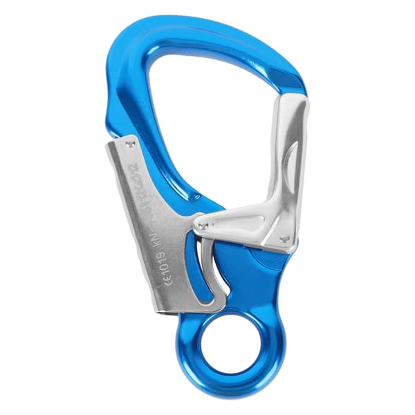 35KN D-formet kraftig aluminium 7075 klatrekarabiner til bjergbestigning, rapelling, safirblå, sølv