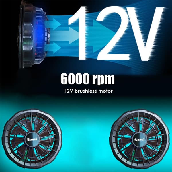 12V 6000 RPM Børsteløs Motor Airconditionventilator til Tøj, Velegnet til Vinterbygningsarbejdere