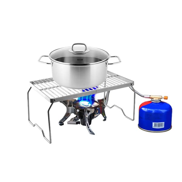 Bærbar sammenklappelig grill i rustfrit stål 304 til camping med håndtag og bæretaske