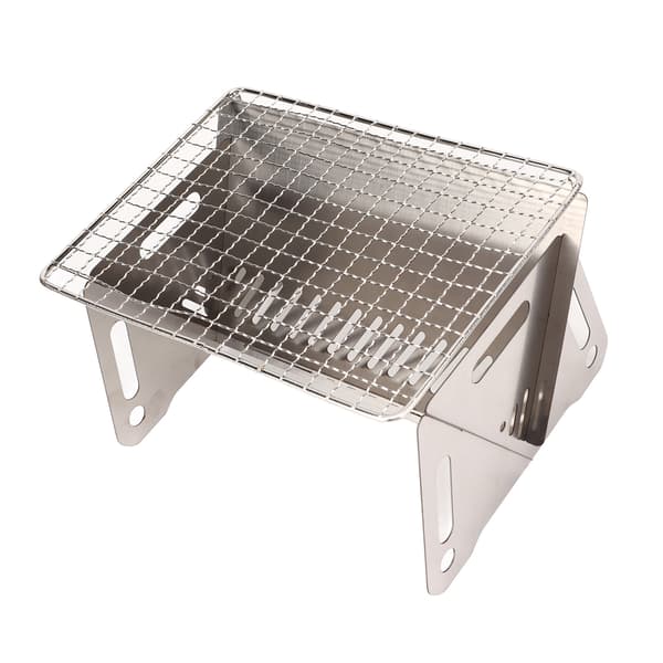 Bærbar sammenleggbar grill i rustfritt stål med ventilasjonshull for camping