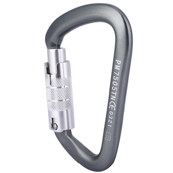 D-tyypin Master Lock ilmailualumiininen karabiini kiipeilyyn, raskas 26KN, musta