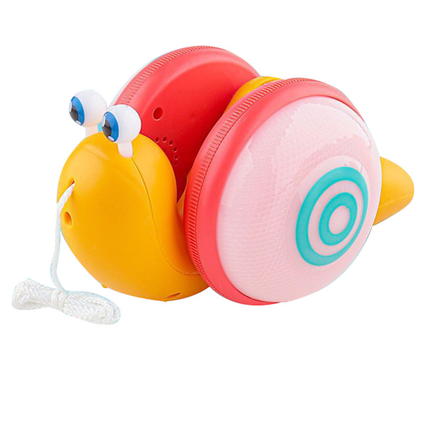 Baby Snegl Træklegetøj med Lys og Lyd, Holdbart ABS-materiale, Egnet til 1-3-årige, Orange