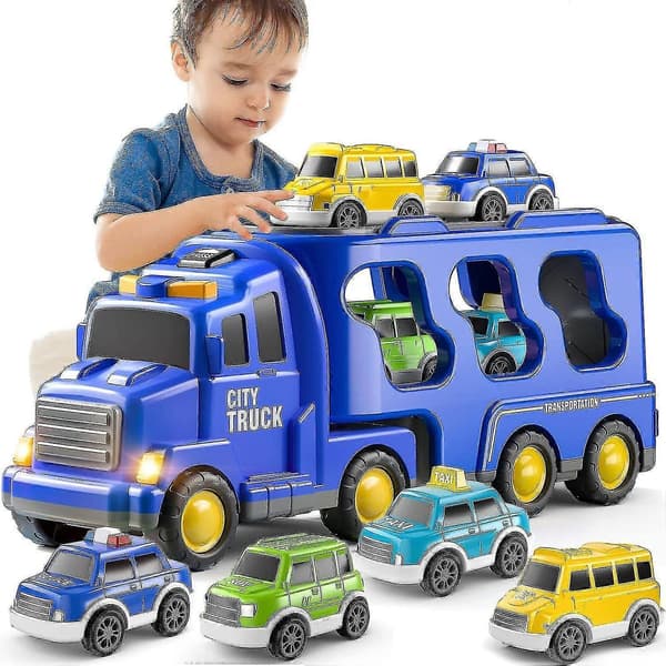 Lett musikk transport lastebil treghet ingeniør lastebil container tralle gutt barn leker klar... Blue