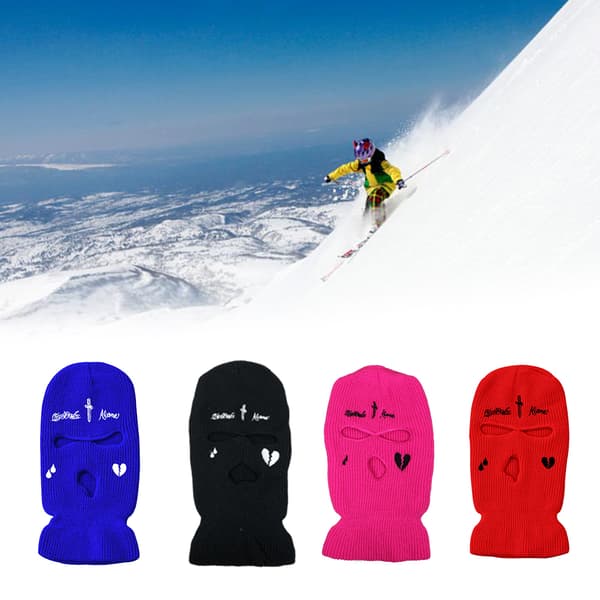 Mesh-mössa med 3 hål, ansiktsskydd, vinterkyla, skidor, cykling, utomhus, unisex