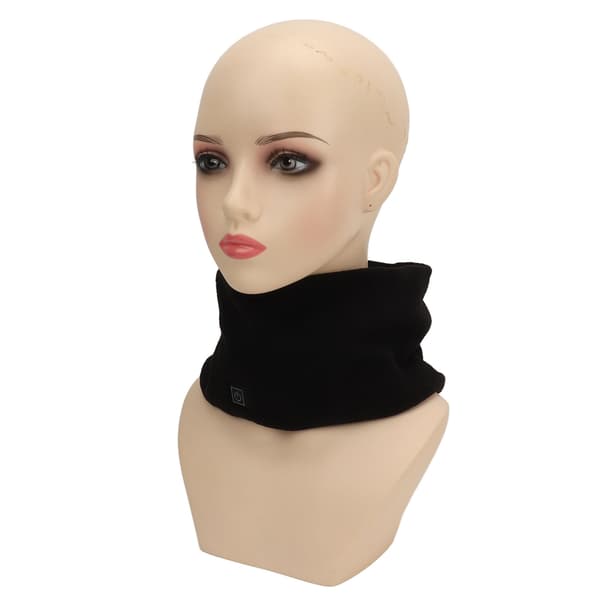 USB-oppvarmet skjerf, slitesterk polyester, varmt halsskjerf for utendørs vinterbruk, svart