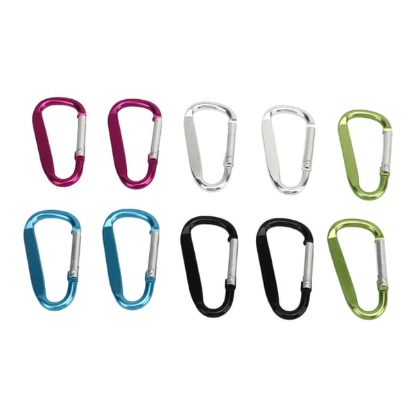 10 st mini karbinhakar i aluminium D-ring form nyckelring spänne krok för camping