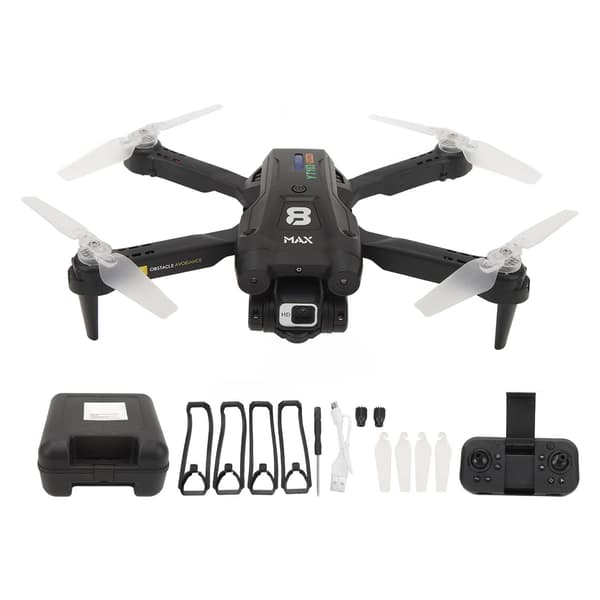 RC Quadcopter FPV Drone med LED-åndedrætslys, optisk flow-svæv og 360° forhindringsundgåelse.