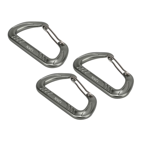 3 st D-formade karbinhakar med lås för bergsklättring, utomhuscamping, vandring, gym