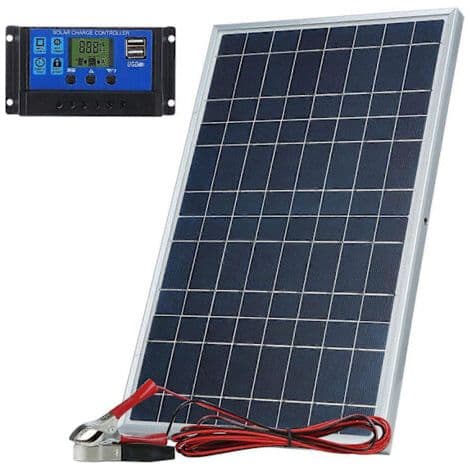 10W 12V solpaneloplader med 10A controller, velegnet til køretøjer, portåbnere og elektriske hegn.
