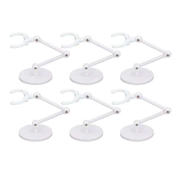 10 sett med stativer for 6-tommers actionfigur-minidisplayer, hvit plast