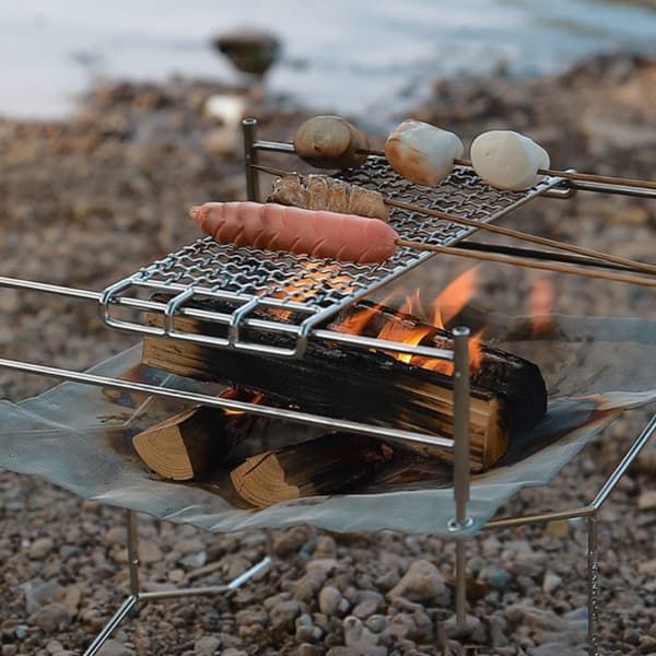 BBQ-grill i rustfritt stål for utendørs grilling, camping og piknik