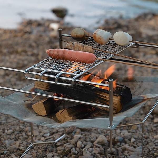 Grill i rustfrit stål til udendørs grillning, camping og picnics