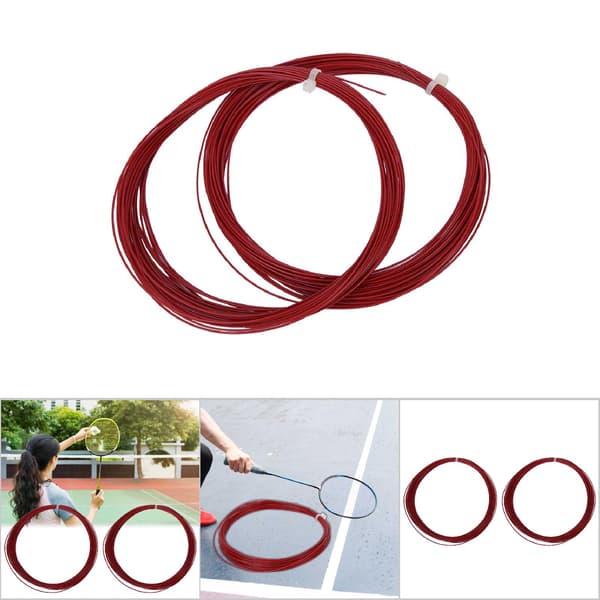2 st badmintonsträng 10m hög flexibilitet hållbar för racket (röd)