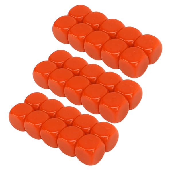 Sæt med 30 blanke runde 6-sidede terninger i plastik 16MM til spil, fester, gør-det-selv, matematikundervisning, orange