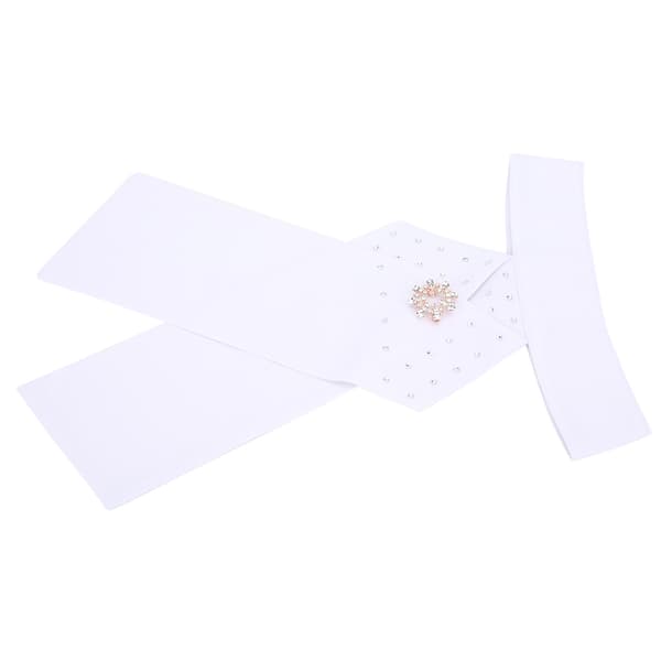 Færdigbundet ride slips med bomuldsbroche til voksne, ridetilbehør til heste, 32x20,5cm, hvid