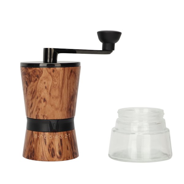 Manuel kaffekværn med 8-trins justering, ergonomisk design til camping