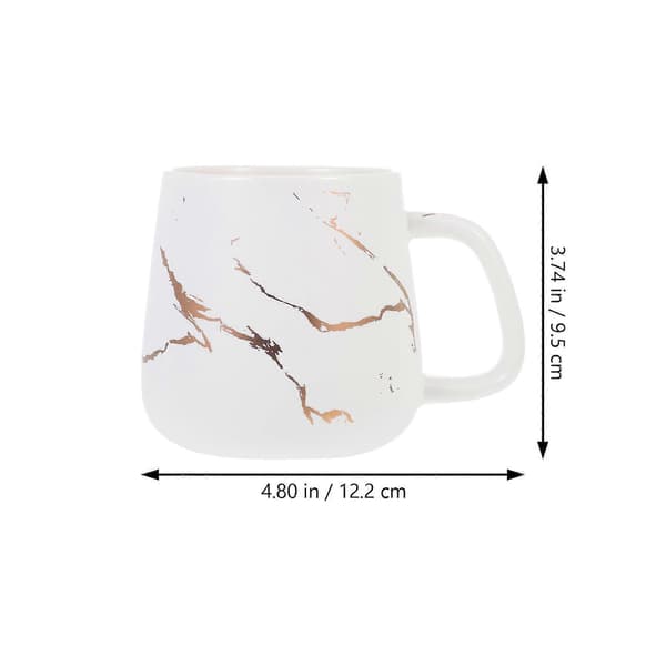 Marmorerad kaffemugg Keramisk kopp för att dricka 1 set med sked vit