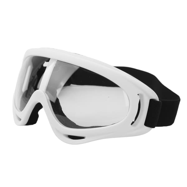 PC skibriller med klare linser, UV-beskyttelse, justerbart hodebånd, snowboard, hvit