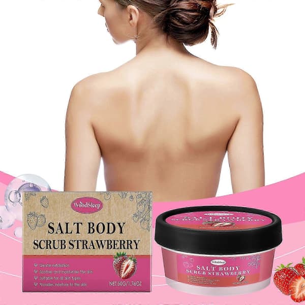 Jordbær Body Scrub - Renser dybt, eksfolierer med havsalt, efterlader huden blød og fast