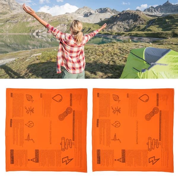 2-delt multifunksjonelt bomullsbandana-sett med overlevelsesguide for camping og utendørsaktiviteter