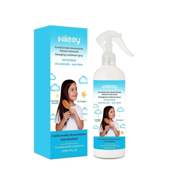 Leave-in utjämnande spray för barn 120 ml, speciellt utformad för lockigt och trassligt hår.