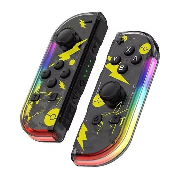 Switch Joycon vänster och höger spelkontroller med färgglada RGB-ljuseffekter, väckning 5.2 Bluetooth-vibration och rörelsesensor. Pickup truck