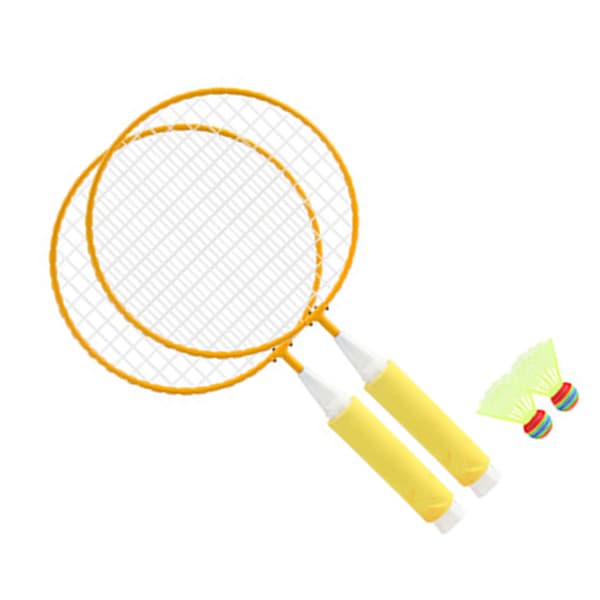 Badmintonsett for barn, stort, mykt, sklisikkert, med 2 gule baller
