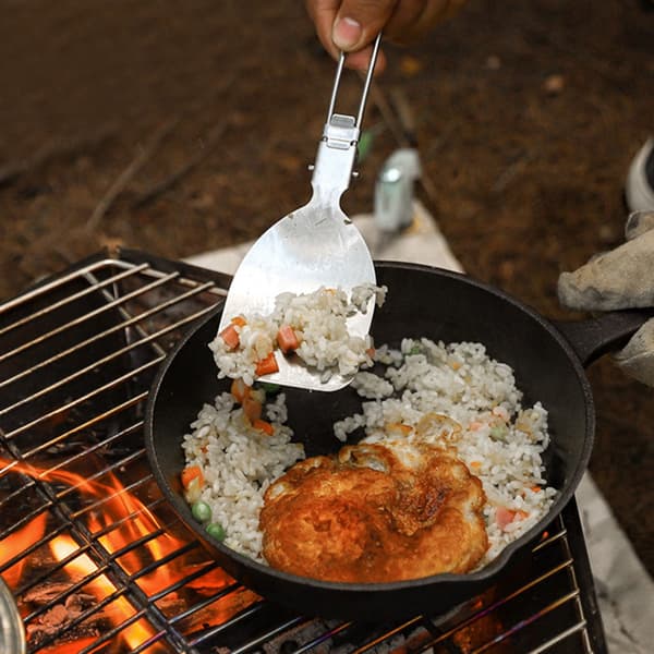 Bærbar foldbar spatel i rustfrit stål til camping, picnics, grill og rejser