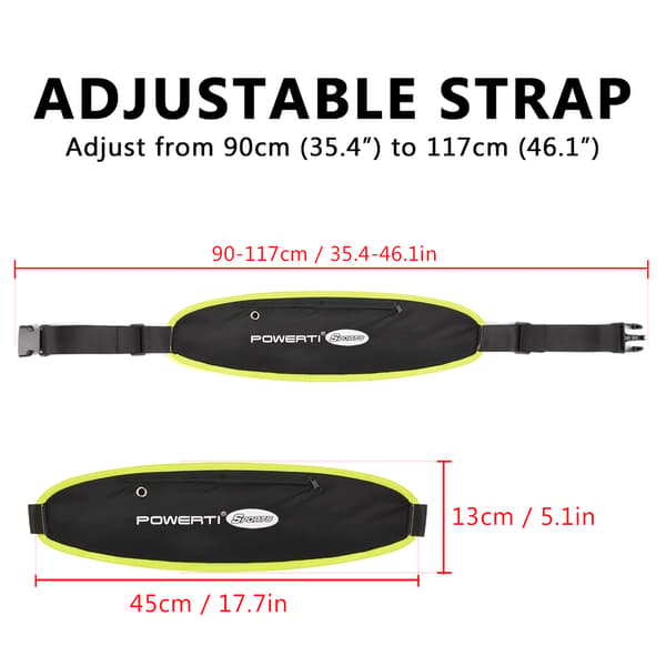 Taljetaske til sneakers med 5 elastiske lommer, lavet af spandex, justerbar til sport.