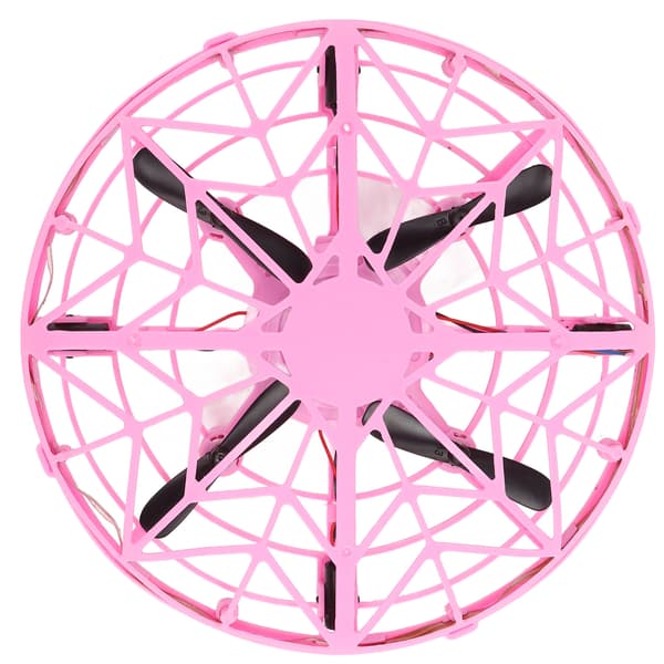 Mini UFO-drone med bevegelsessensor og LED-lys, rosa flygende leketøy for barn