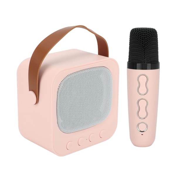 Mini bärbar karaokemaskin med Bluetooth-högtalare och trådlös mikrofon - Rosa