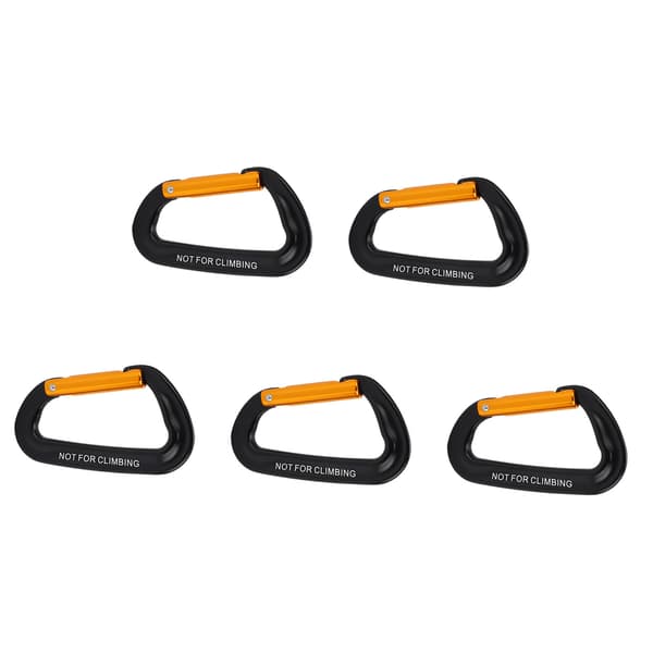 5 st karbinhakar i aluminiumlegering 12KN D-ring för camping, vandring, utomhus, svart guld