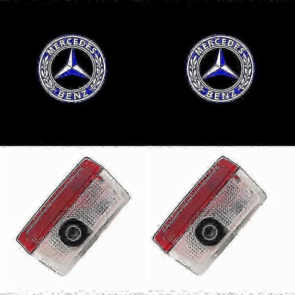 Två Mercedes-Benz välkomstlampor, kompatibla med A-klass, B-klass, C-klass, E-klass, GLE och andra modeller.