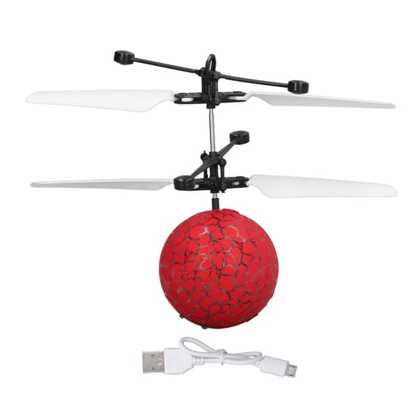 Smart flygande boll med LED-lampor, USB-laddning, barnleksak för inomhus/utomhus, röd