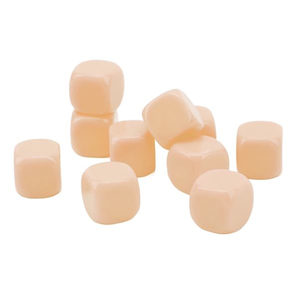 30 STK DIY Tomme Terninger, 6 Avrundede Sider, for Brettspill, Matematikklæring, Beige