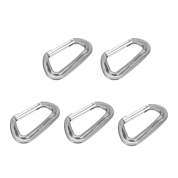 5 st D-ring klätterkarbinhakar 12KN aluminiumlegering A7075 för camping, vandring, utomhus, grå