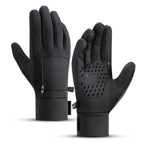 Varme vinterhandsker med taktisk mesh, vandtætte, vindtætte polyester til løb og vandreture, sort