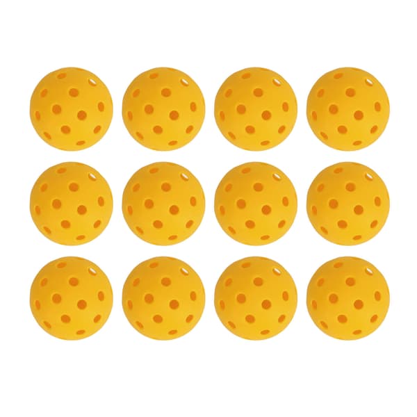 12 st PE Pickleballbollar 74 mm 40 hål Hög elasticitet för utomhusbruk Gul