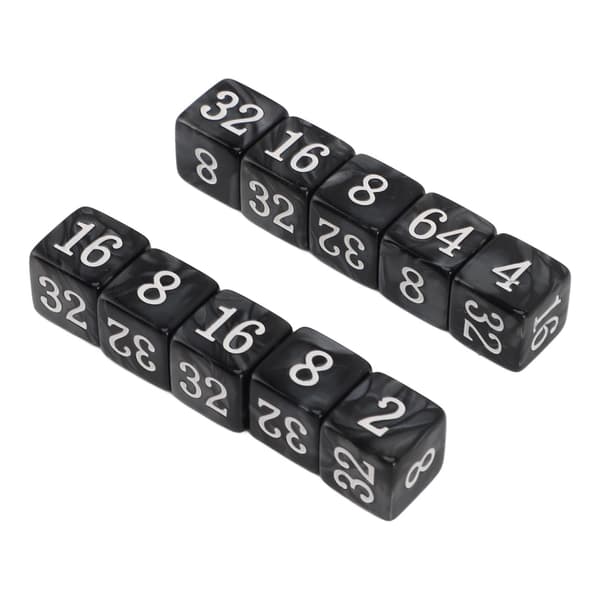30 6-sidige numeriske terninger, multipler av 2, lett, bærbar plast, for undervisning, brettspill, svart