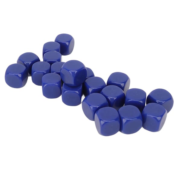 20 hvite 16 mm plastterninger med avrundede hjørner for spill og undervisning