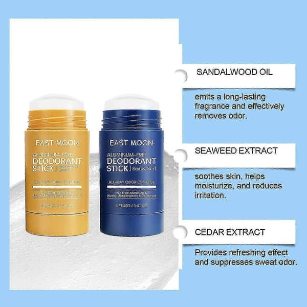 Antiperspirant og deodorantstift, langvarig svettekontroll, unisex, egnet for flere områder.