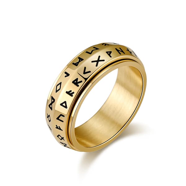 Rostfria stålringar, vigselringar för män Spinner Viking Runes Ring för män kvinnor bekväm passform
