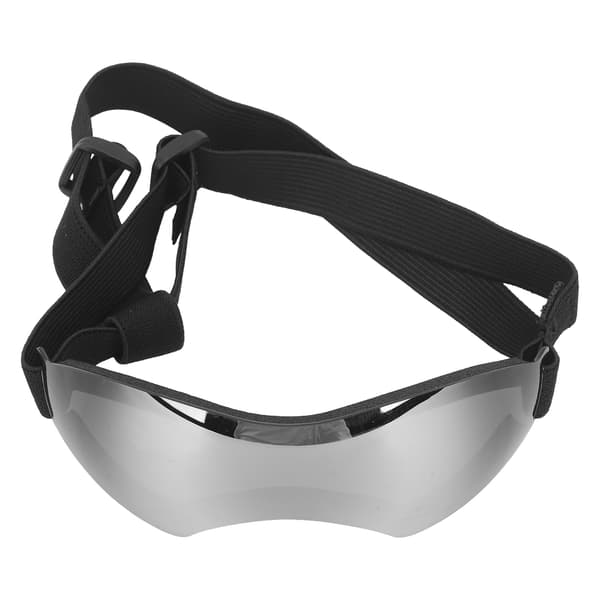 Hundsolglasögon med justerbar rem, UV-skydd, vindtäta, sandsäkra, silverfärgade husdjursglasögon