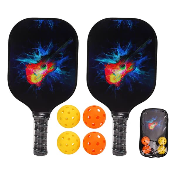 Pickleball sæt med 2 ketchere, 4 bolde og taske, glasfiber PP, til udendørs sportstræning.